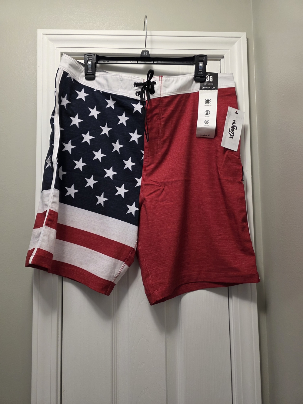 Hurley Red Heather Boardshorts with White Waistband